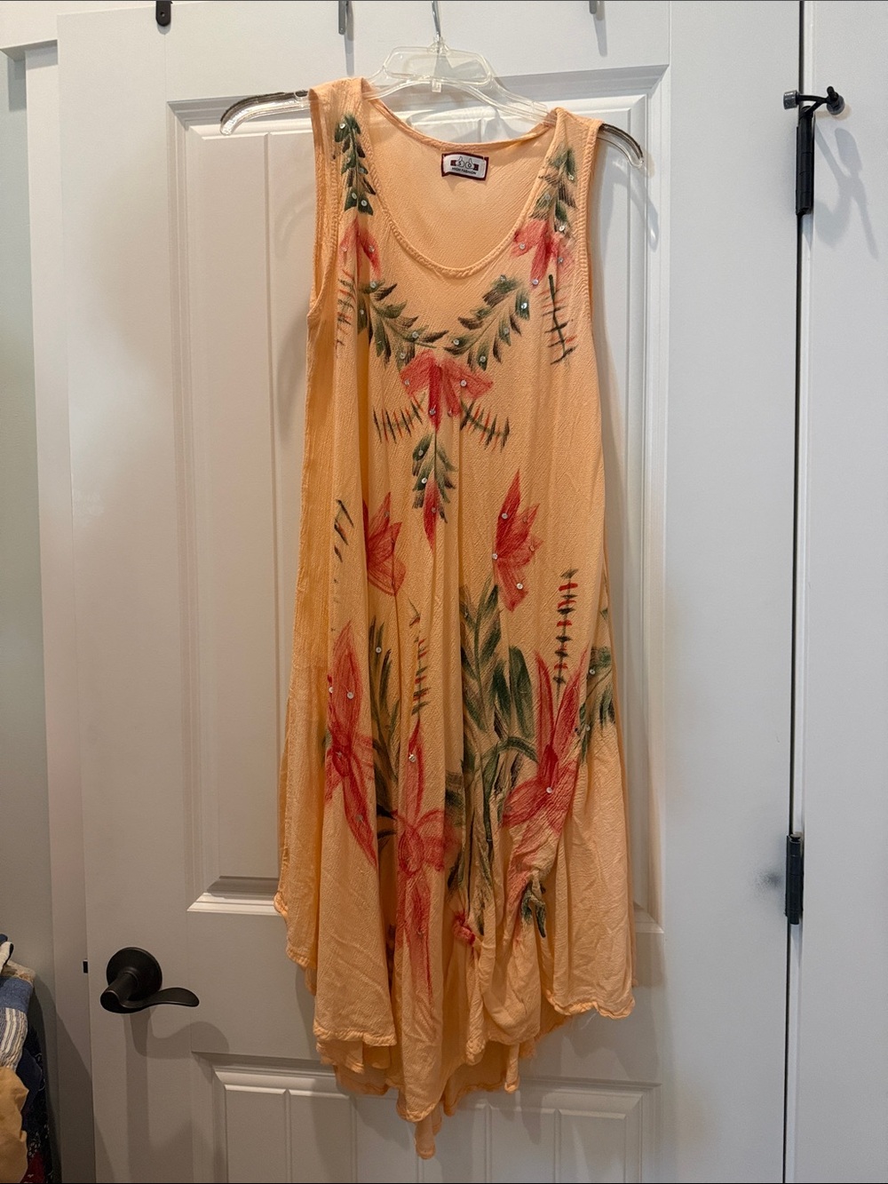 Peach Floral Sleeveless Swing Dress